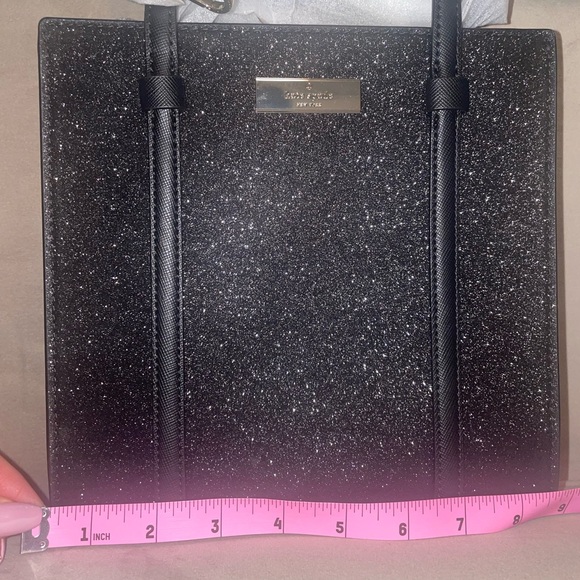 NWT Limited Edition Kate Kenzie Black Glitter Small Tote Crossbody Bag - Picture 2 of 9